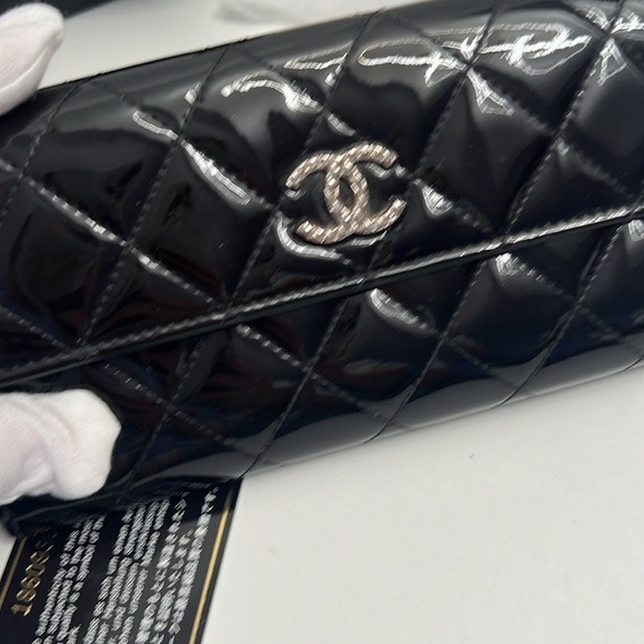 CHANEL BLACK PATENT LONG WALLET With authenticity card and Poshmark COA - Picture 11 of 11